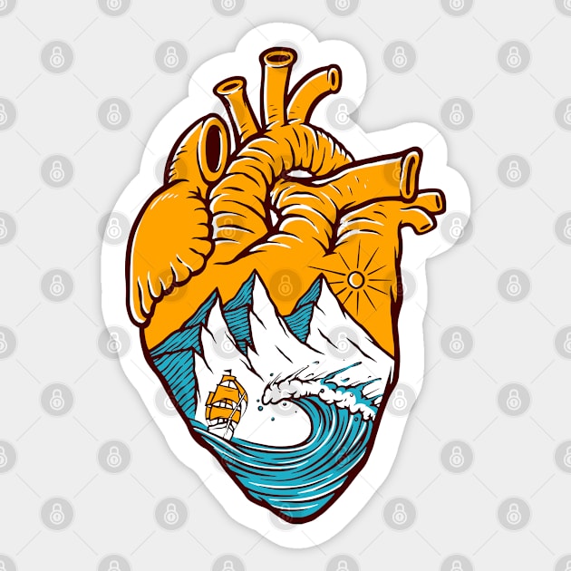 Sailing In Heart Illustration Sticker by Mako Design 